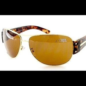 Prada gold and tortoise aviator sunglasses